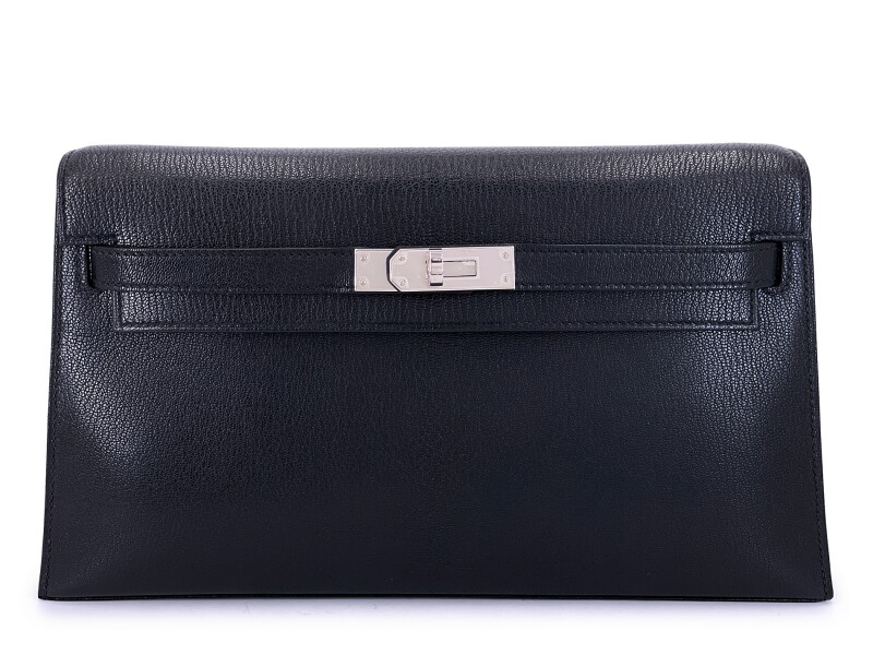 Hermes Black Chèvre Chamkila Kelly Elan Palladium Hardware, 2023