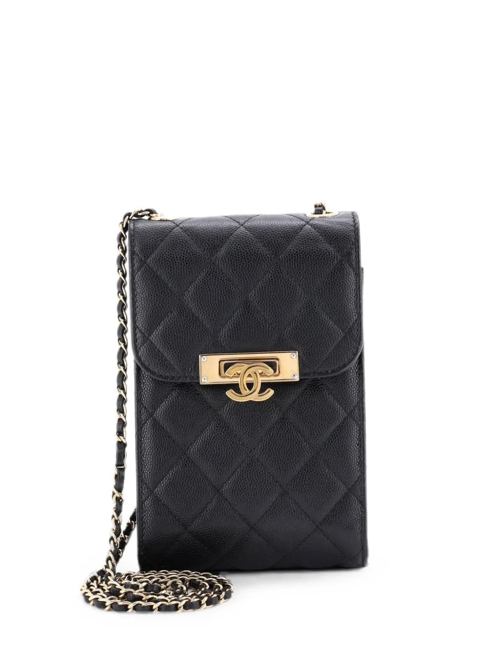 Golden Class Phone Holder Quilted Caviar crossbody bag