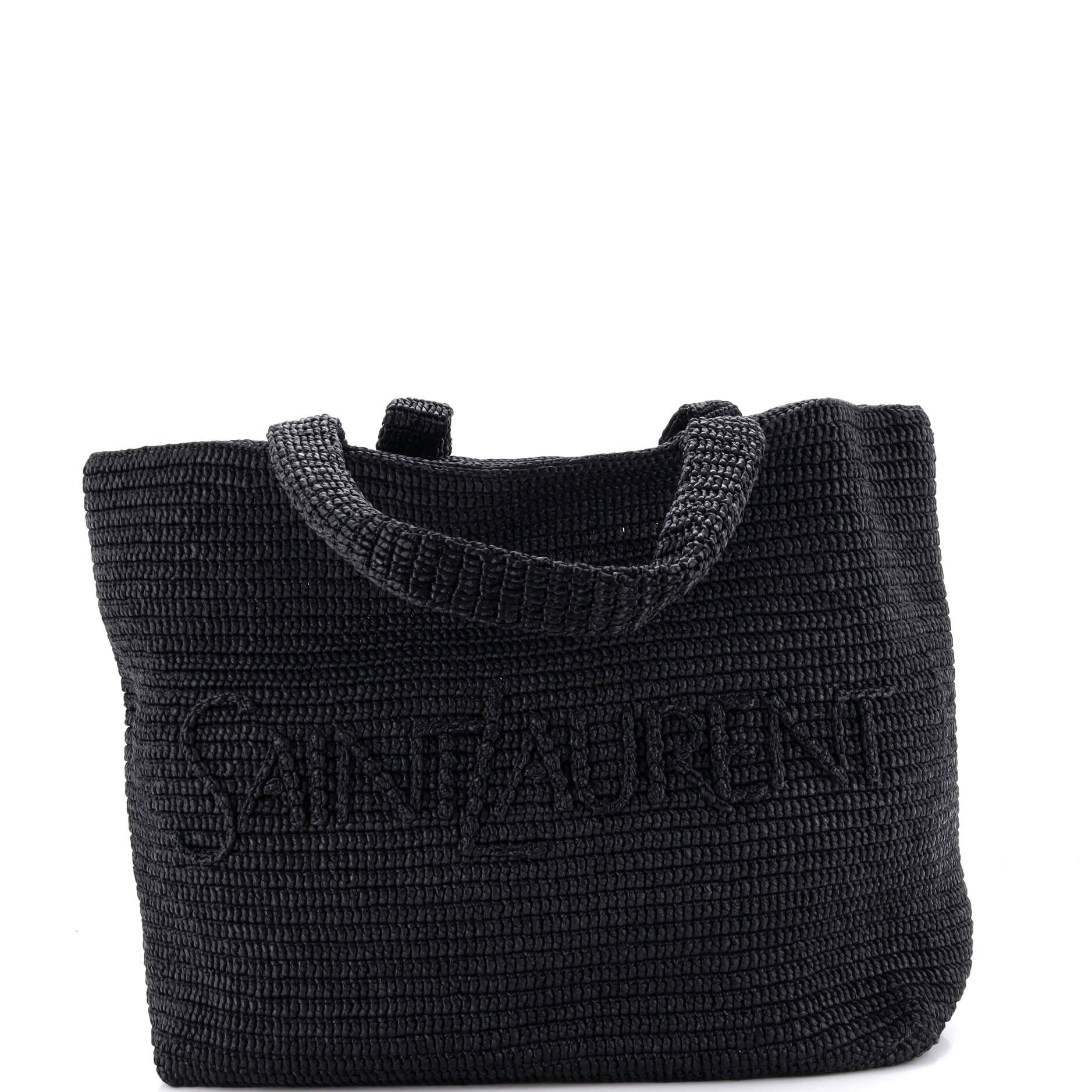 Logo Supple Tote Embroidered Raffia