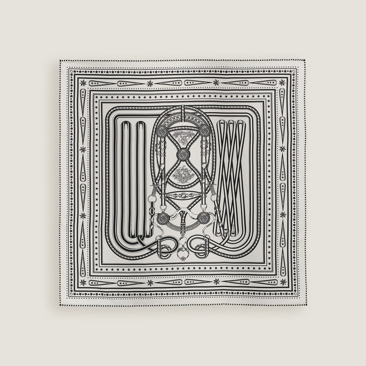 Hermès Grand Tralala bandana 55 Blanc/Noir | BagUSeek