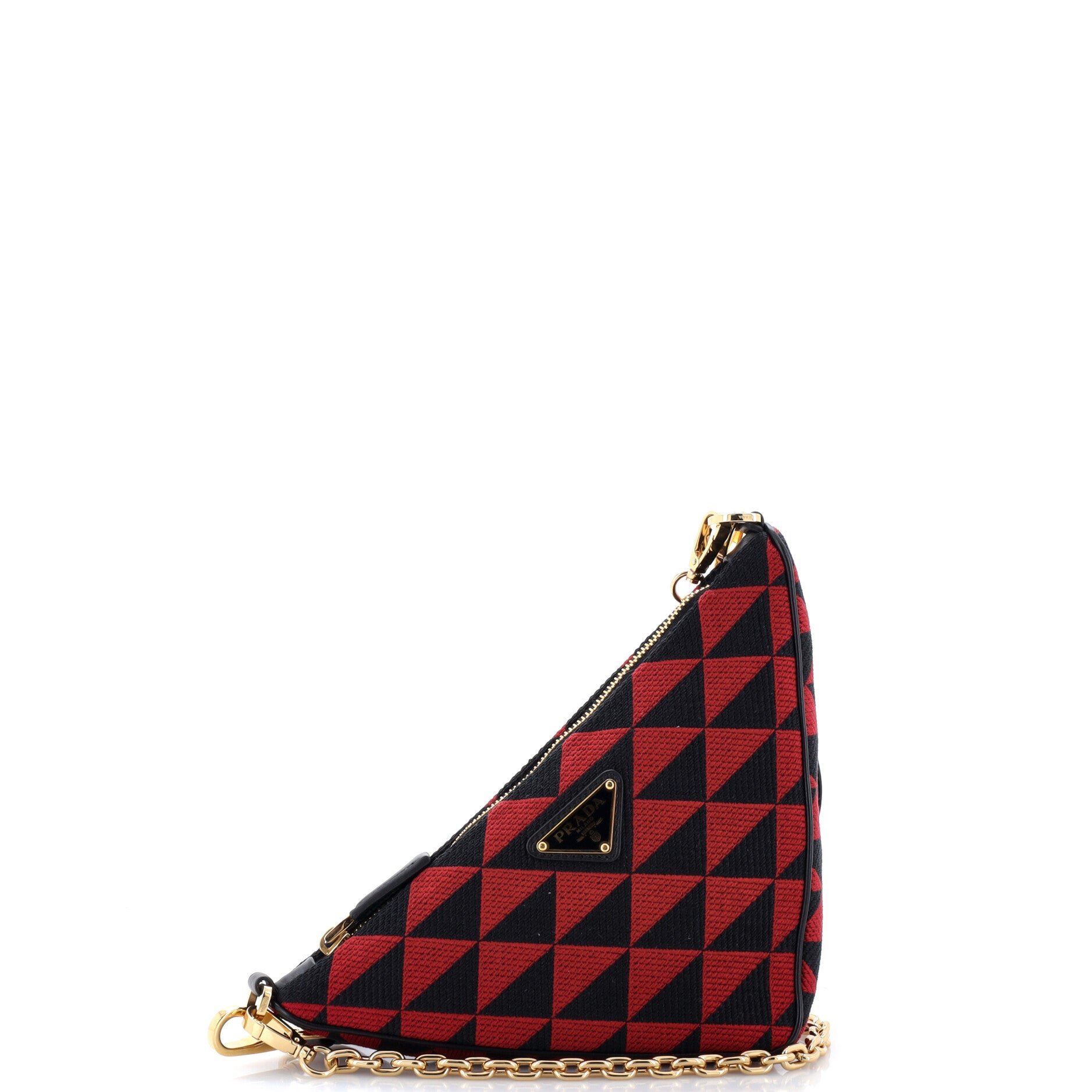 Symbole Triangle Bag Leather and Jacquard Mini