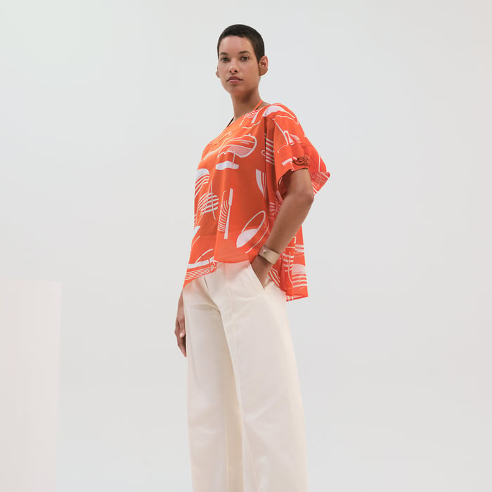 Orange Corail "Thalassa Tattoo" Beach Tunic