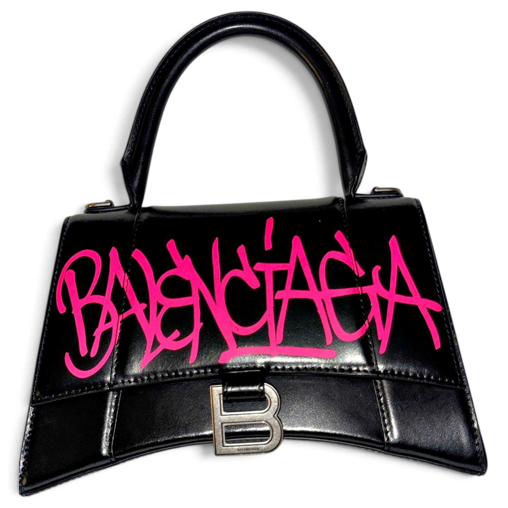 Hourglass leather handbag
