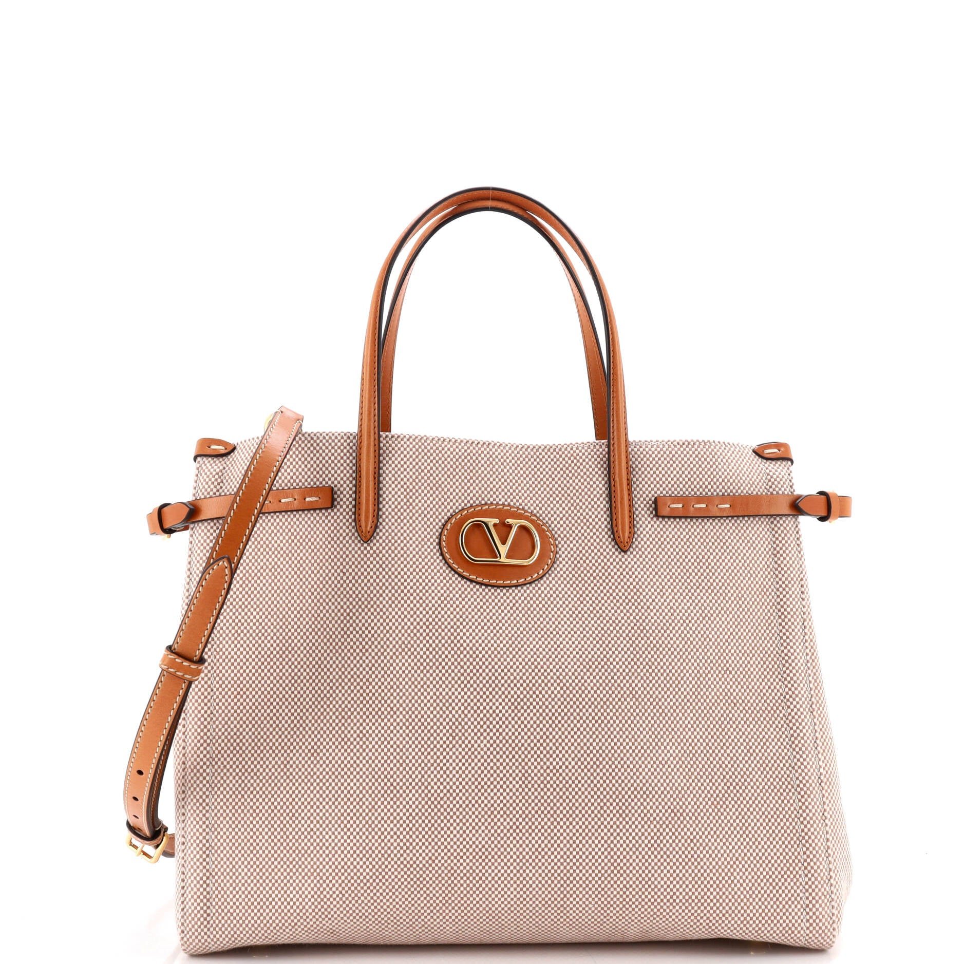 Valentino Garavani Antibes Shopping Tote Canvas with Leather Medium