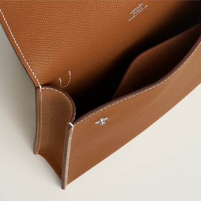 Gold Hermèsnap Vertical to Go Pouch