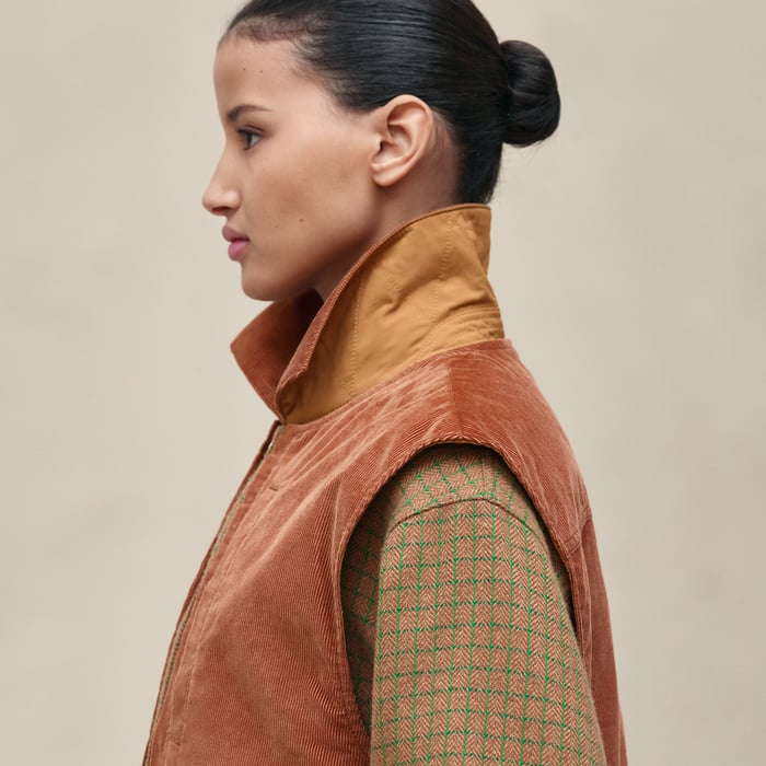 Marron Fauve Mixed Materials Modular Cashmere Jacket