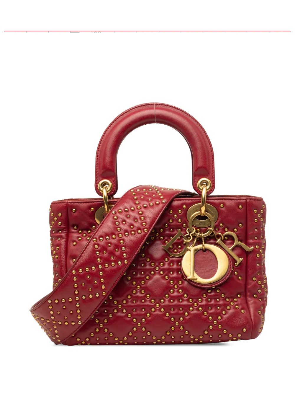 2017 Small Lambskin Cannage Studded Supple Lady Dior satchel
