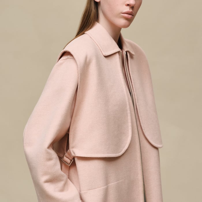 Rose Palomino Long Storm Flap Coat