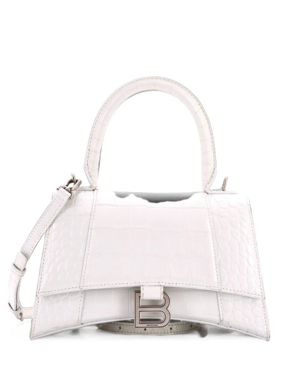 Hourglass Top Handle Bag Crocodile Embossed Leather Small crossbody bag