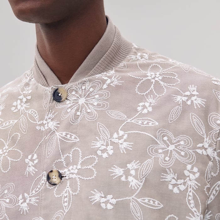 Sable "Fleurs Technique" Rib-trim Jacket