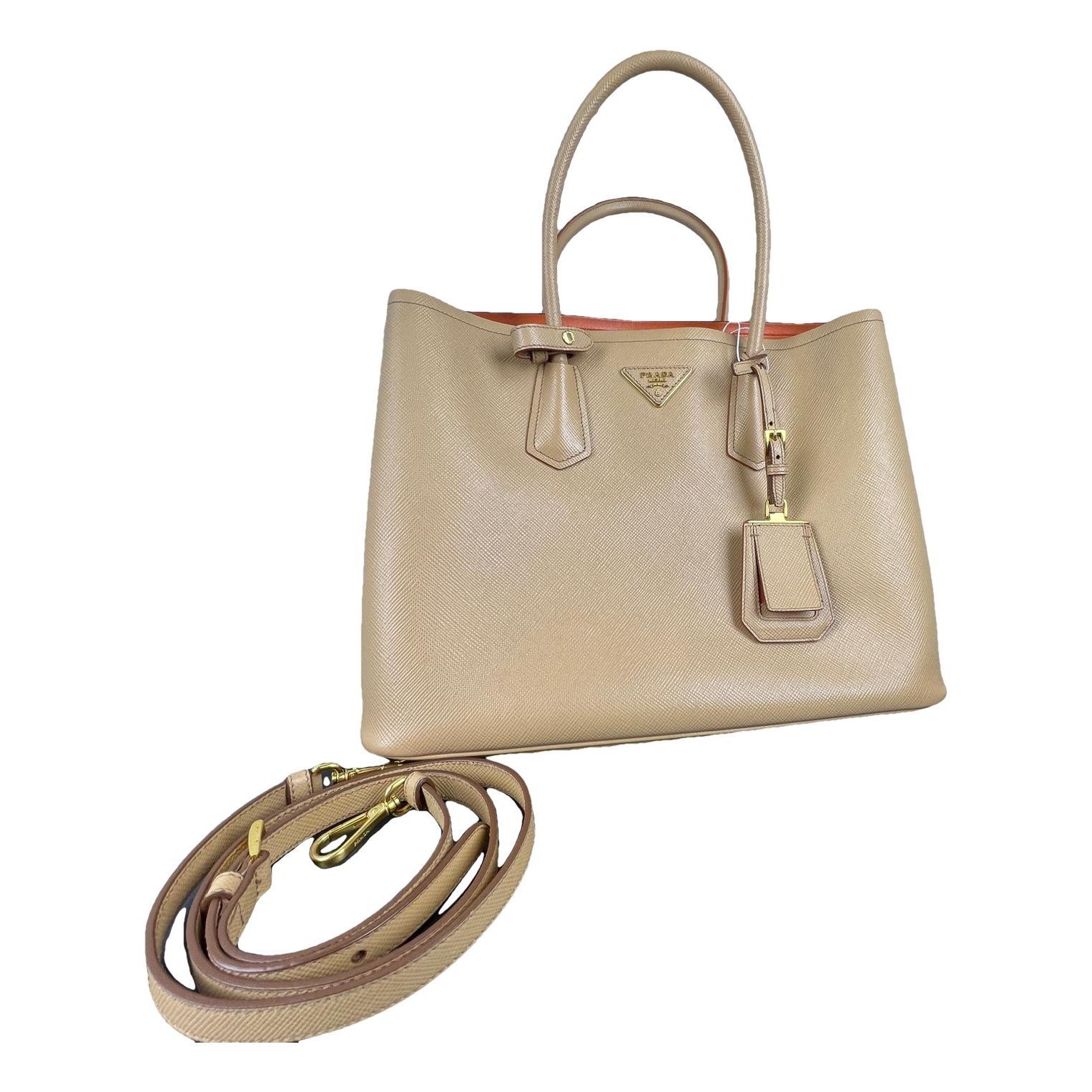 Double leather handbag