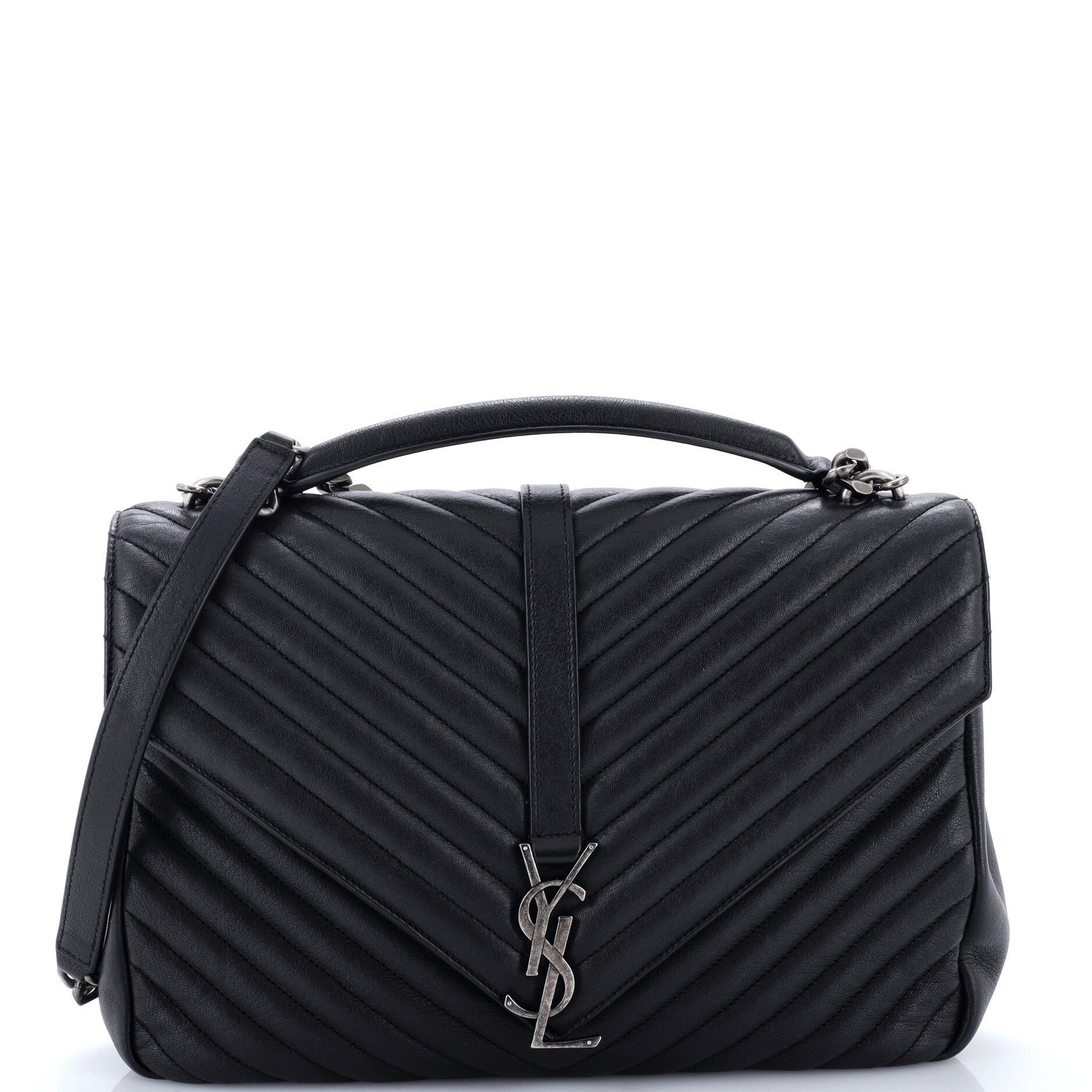 Classic Monogram College Bag Matelasse Chevron Leather Large