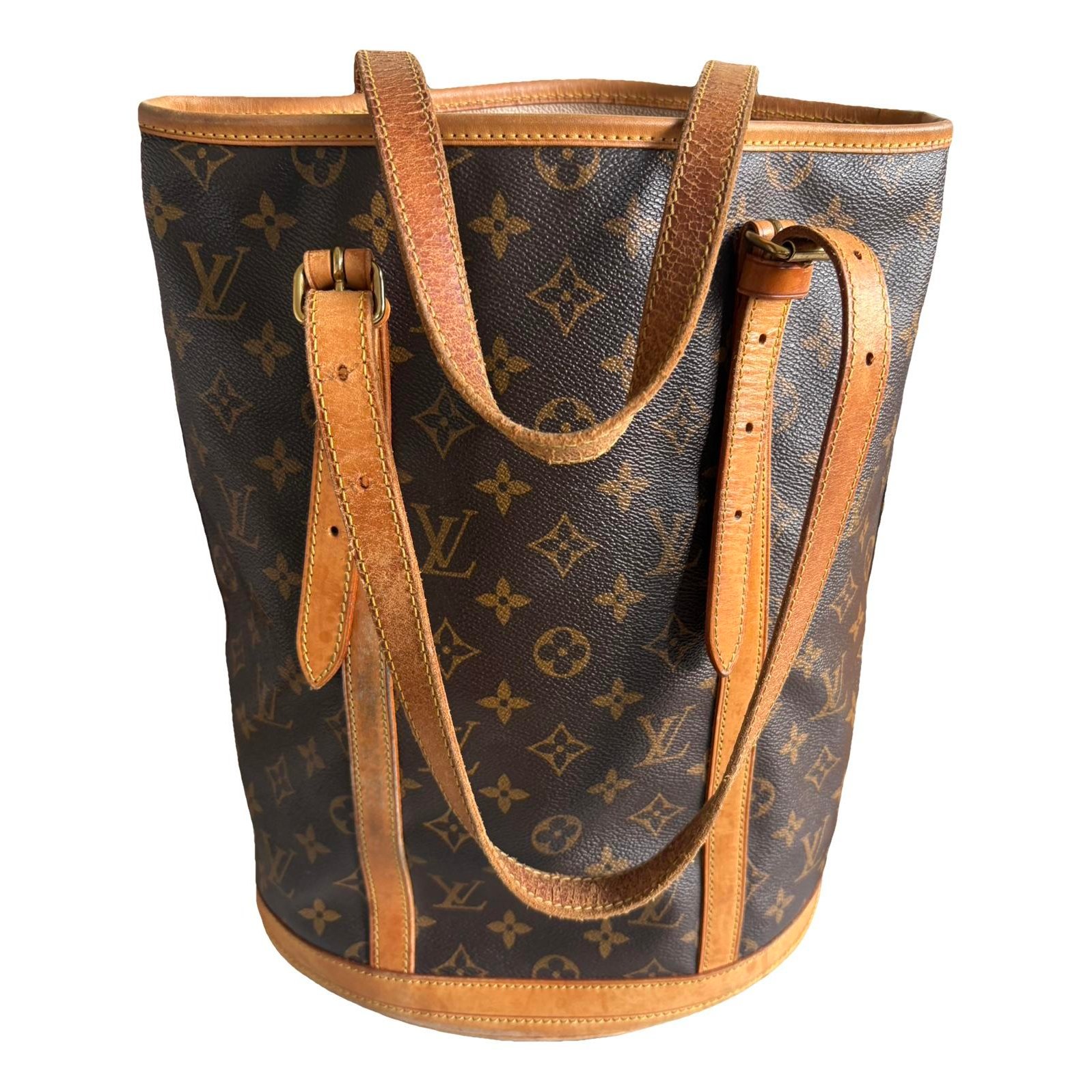 Bucket leather handbag