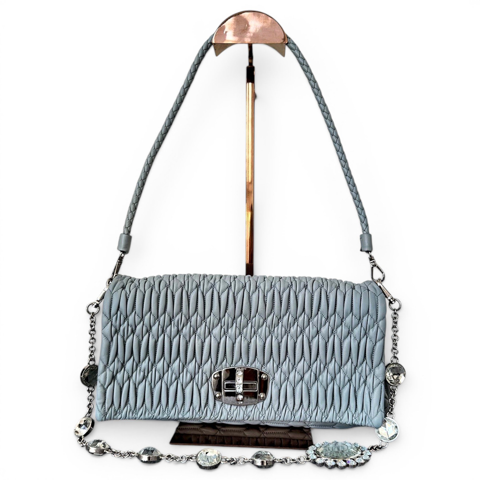 Miu Crystal leather handbag