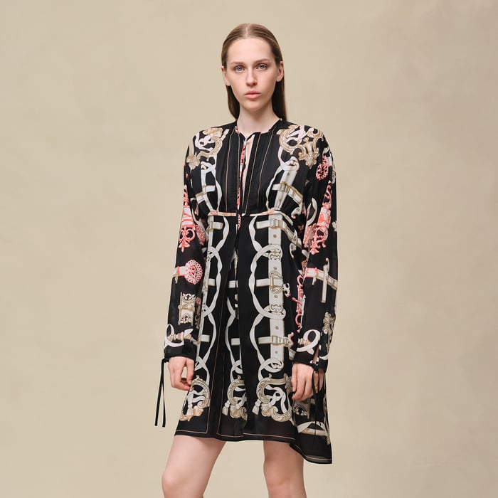 Noir "Ferronnerie Remix" Knotted Collar Dress