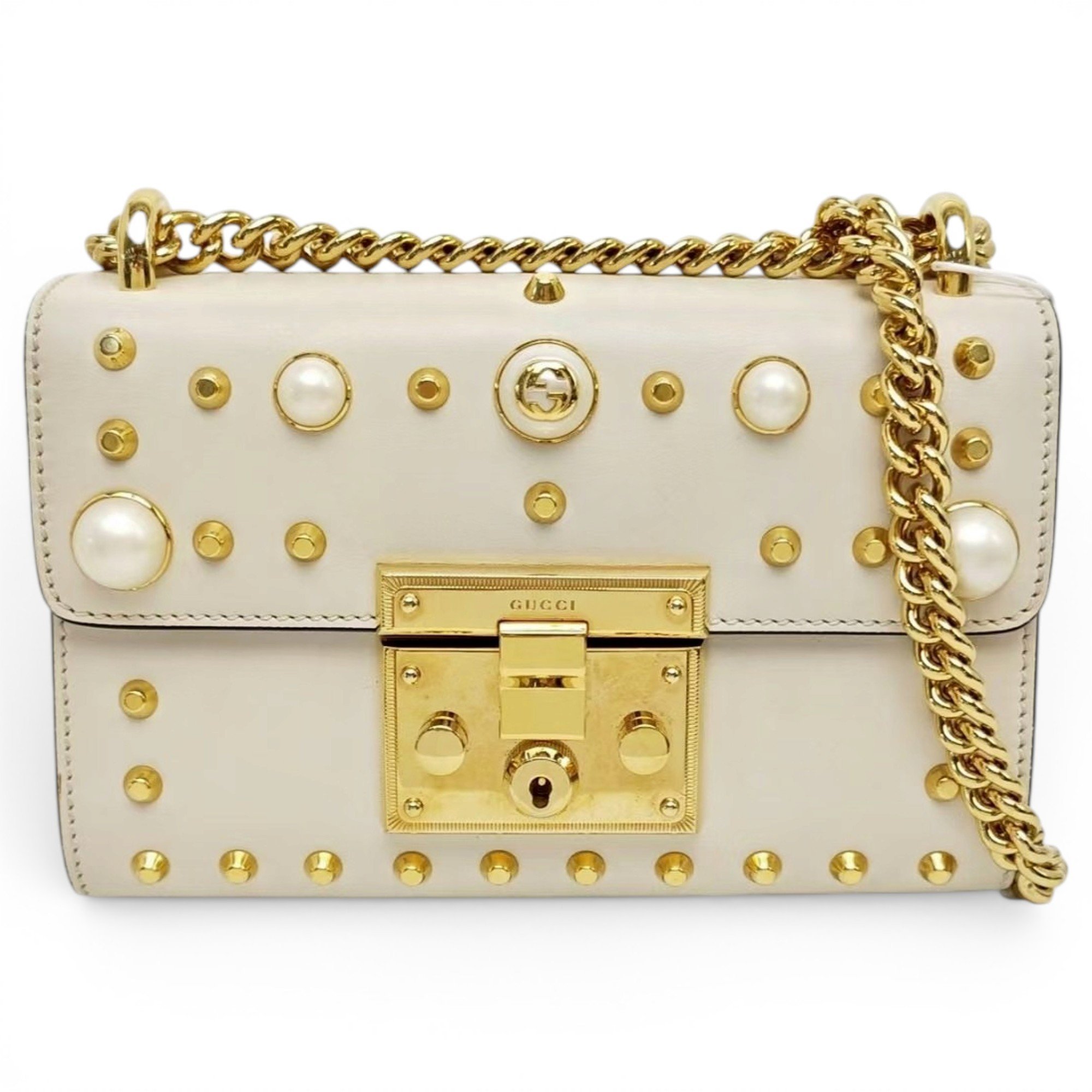 Padlock leather mini bag