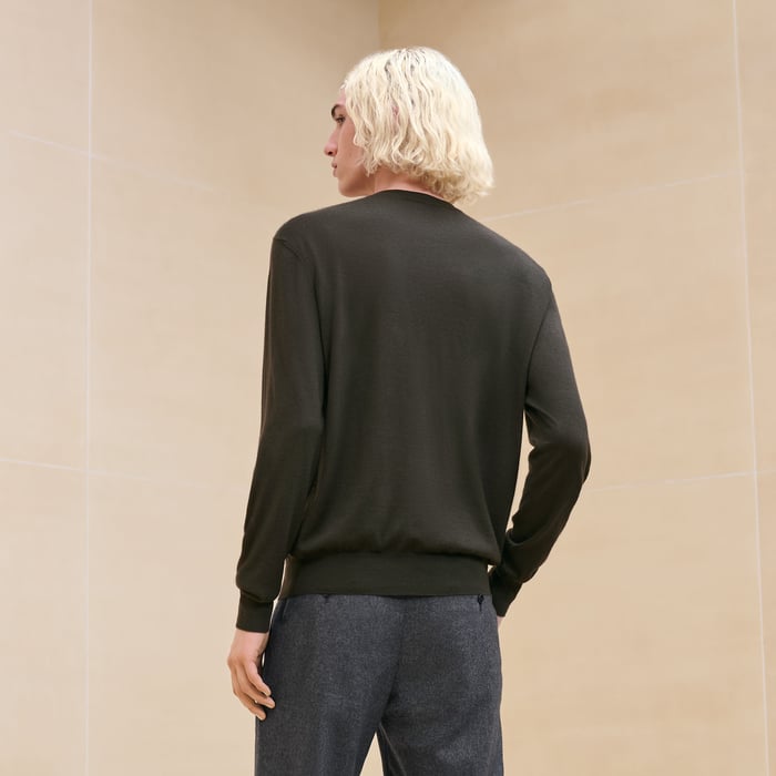 Kaki "Coutures Inversees" Crewneck Sweater