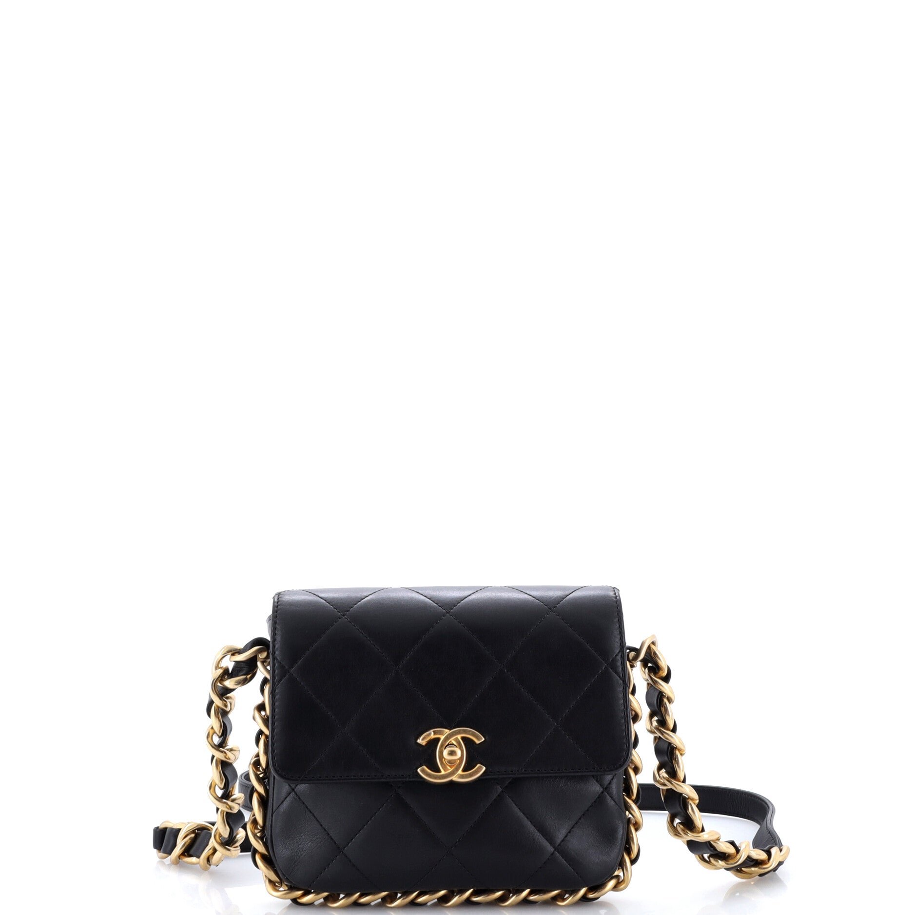 Framing Chain Flap Bag Quilted Calfskin Small