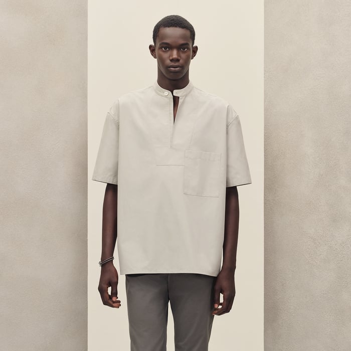 Mastic Short-sleeve Boxy Fit Shirt With Vareuse Collar
