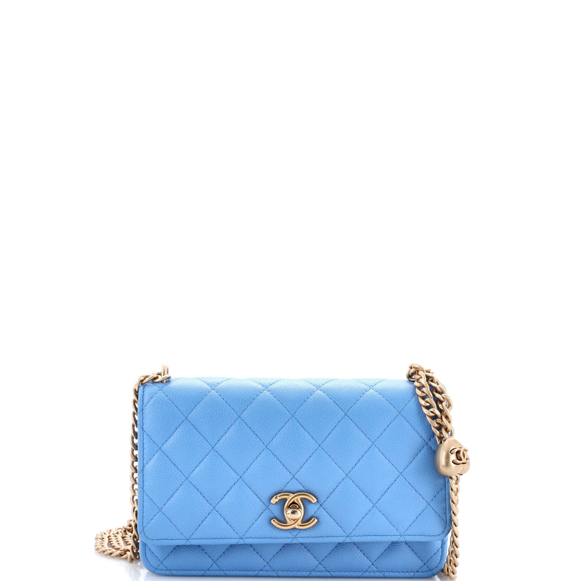 Sweet Heart Wallet on Chain Quilted Caviar