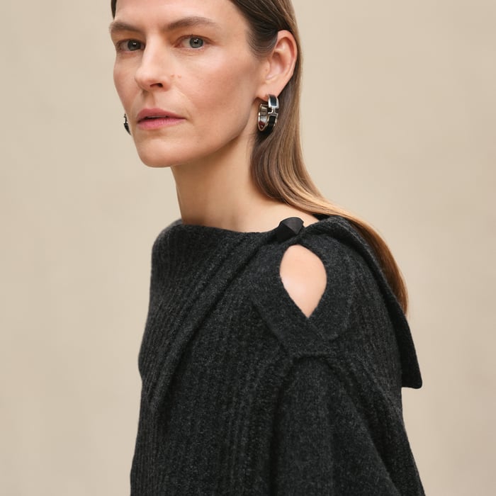 Gris Volcanique Long-sleeve Tunic Dress