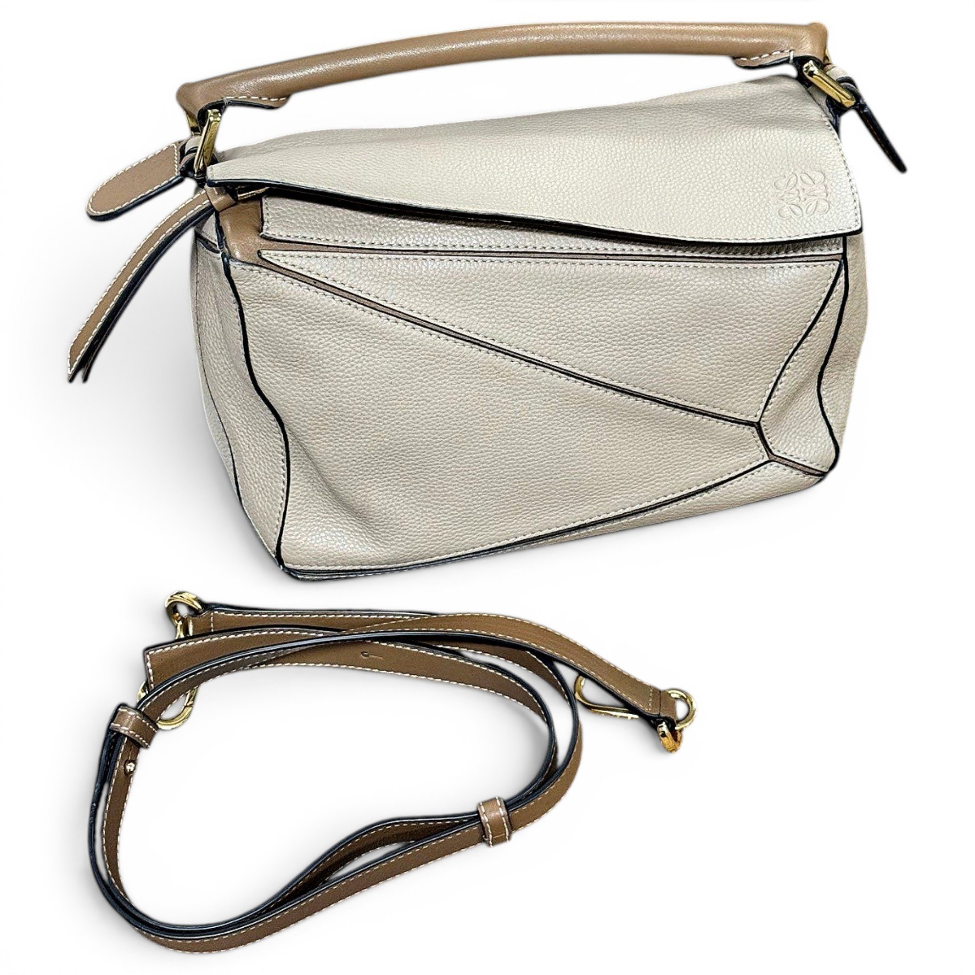 Puzzle leather handbag