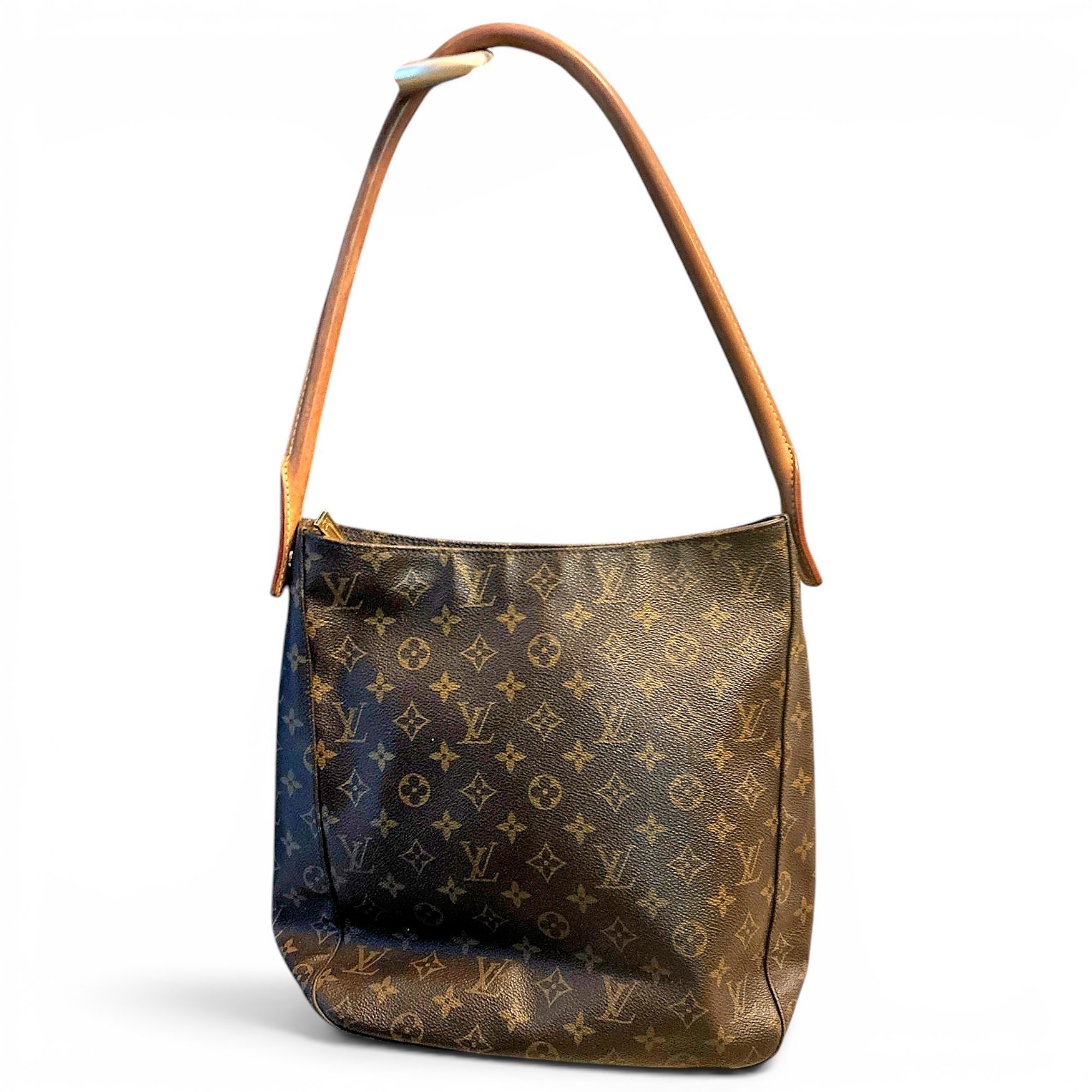 Looping leather handbag