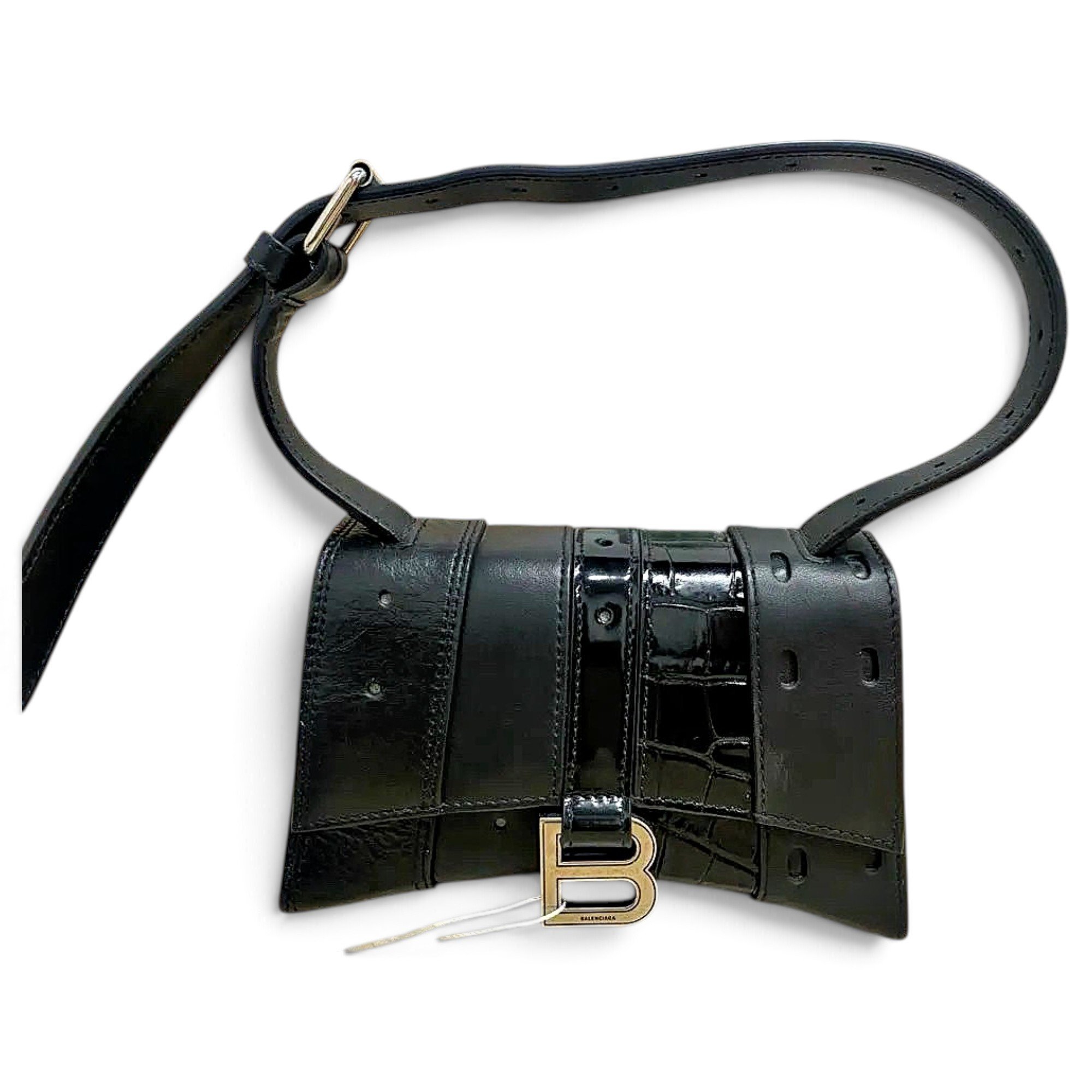 Hourglass leather handbag