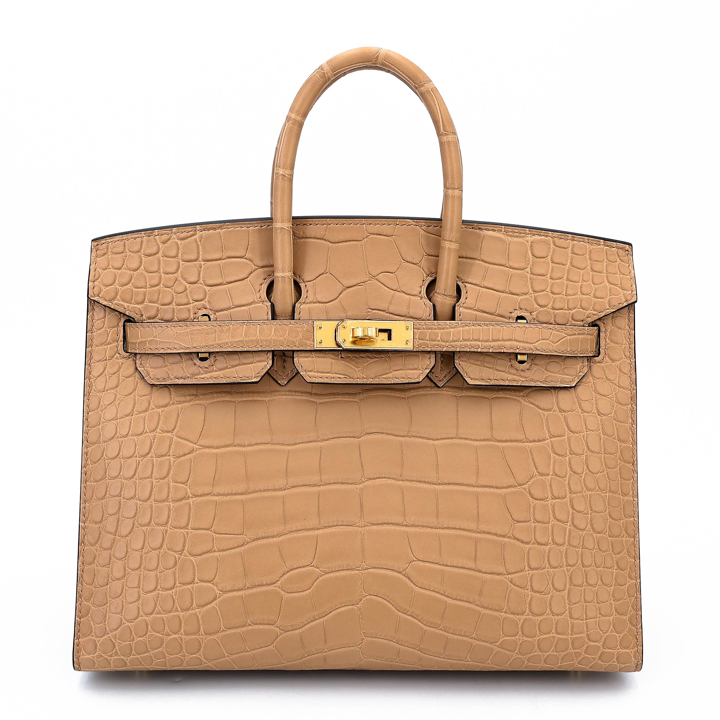 Unused ( Rank NS ) HERMÈS Birkin 25 Sellier Chai (0M) Matte Alligator Gold hardware B (2023)