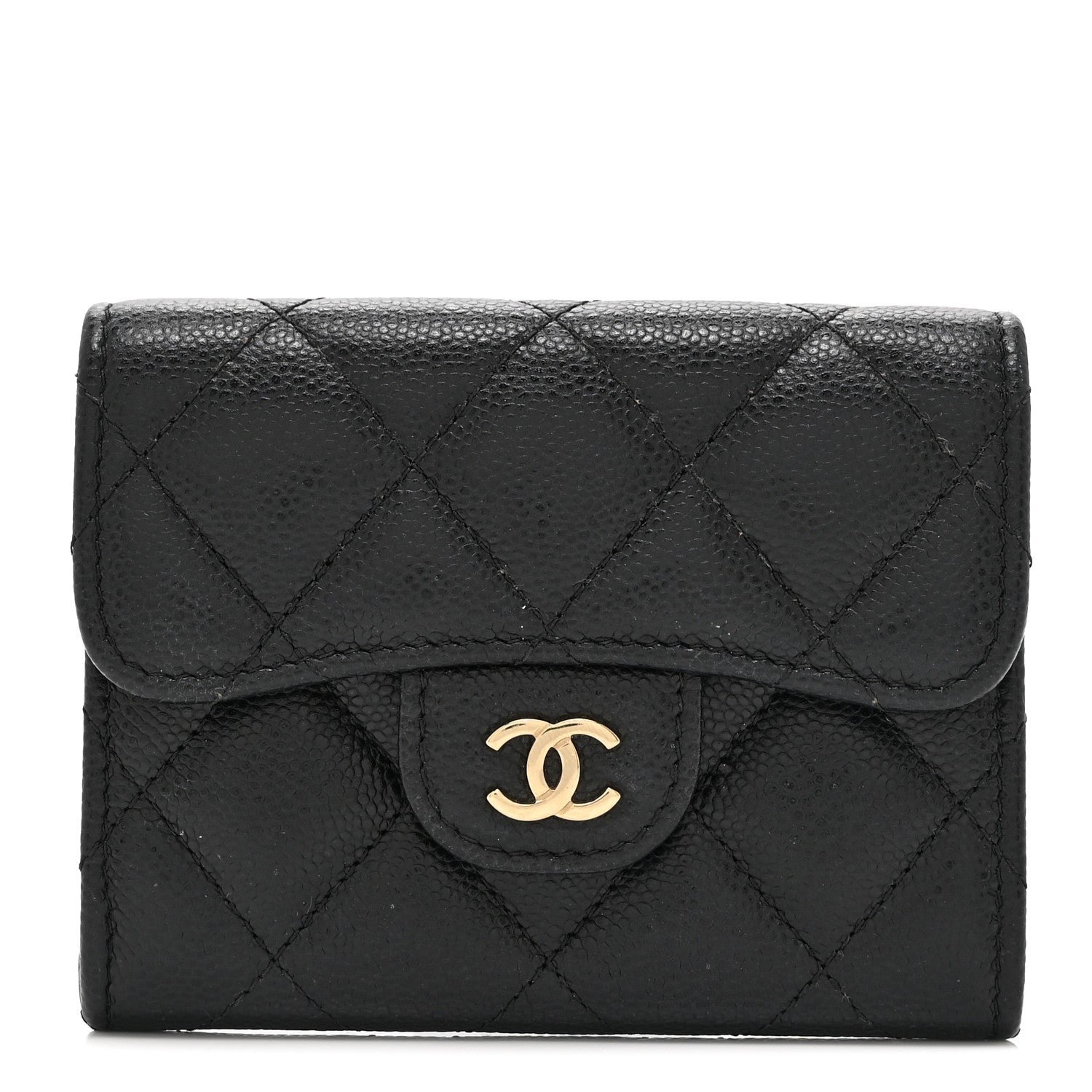 Chanel Caviar Quilted Flap Card Holder Wallet Black