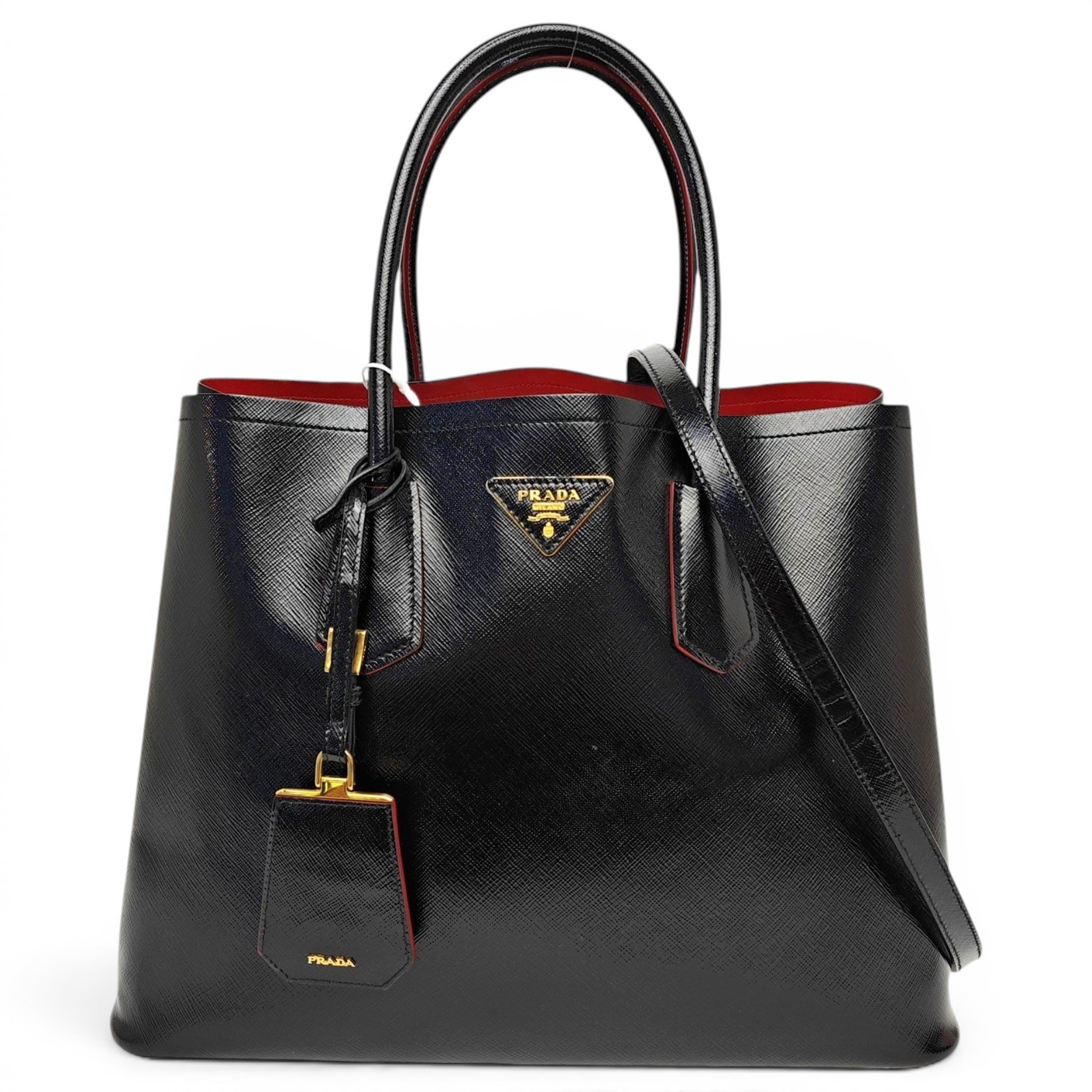 Double leather handbag