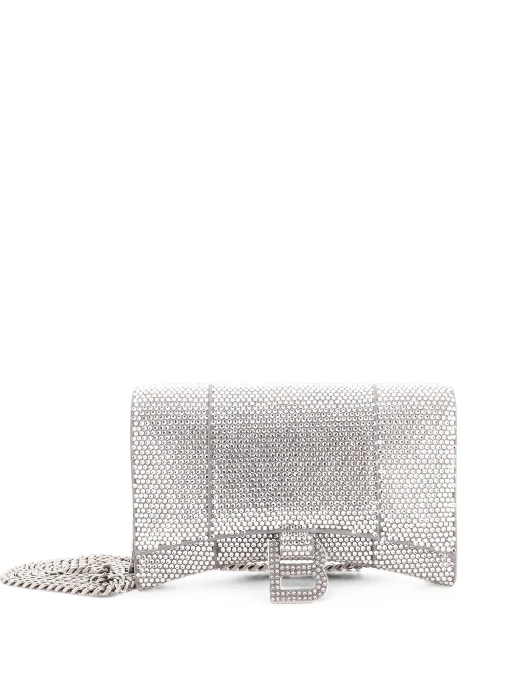 Hourglass Chain Wallet Suede with Crystals crossbody bag