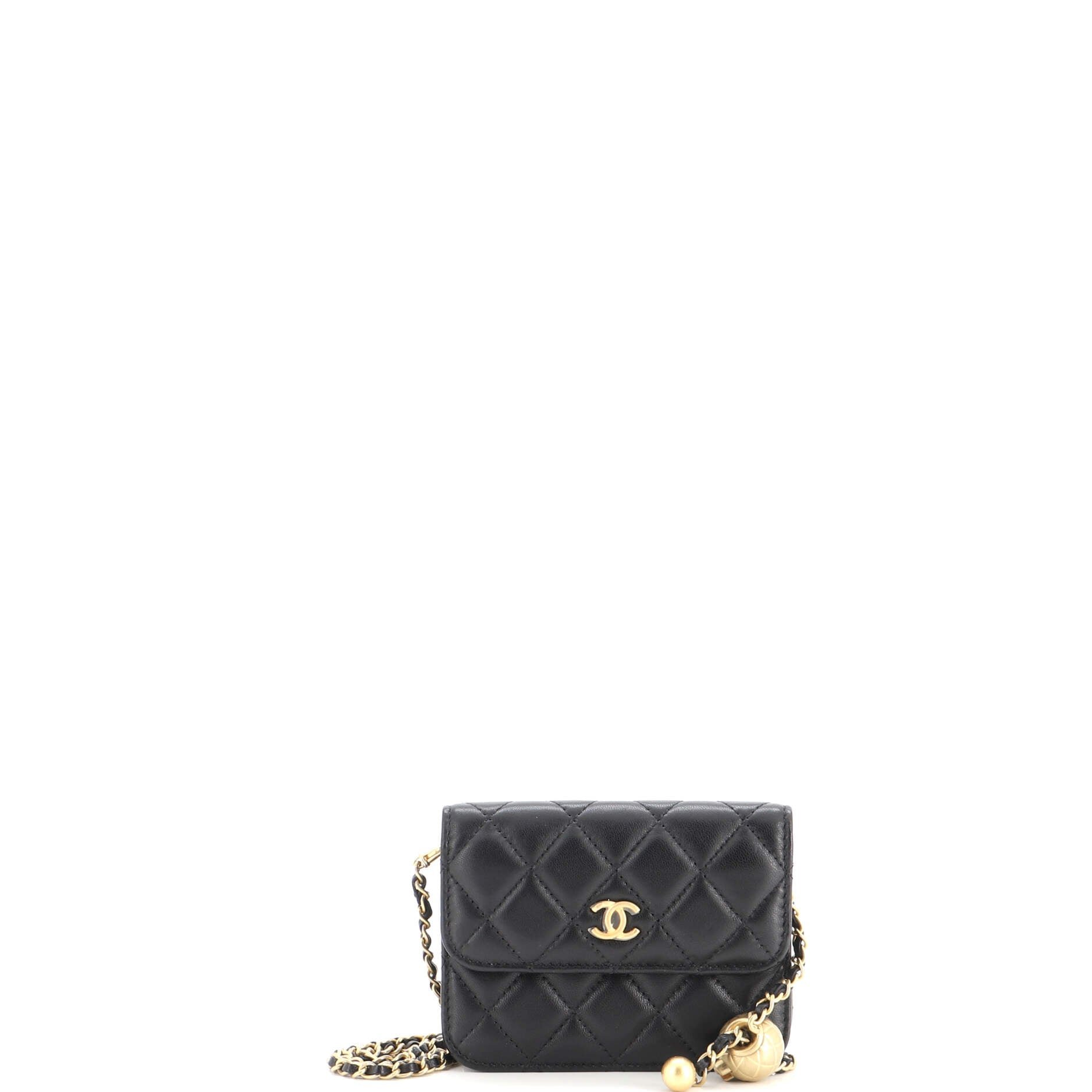 Pearl Crush Flap Clutch with Chain Quilted Lambskin Mini