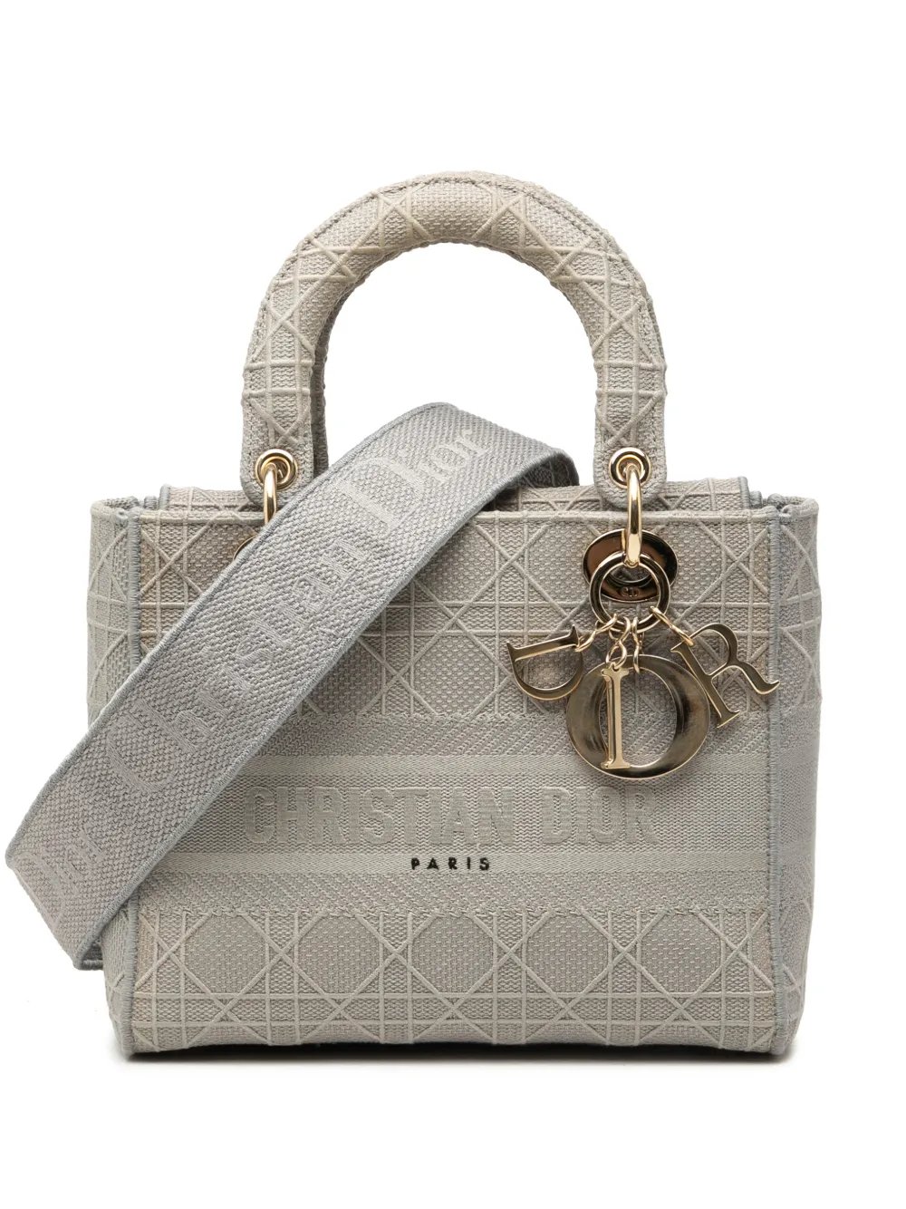 2019 Medium Embroidered Canvas Cannage Lady D Lite satchel