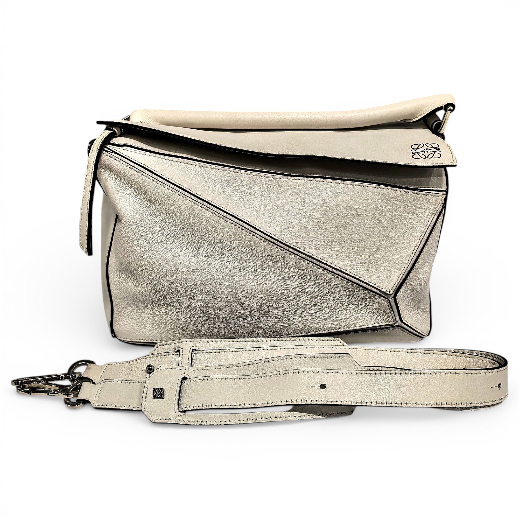 Puzzle leather handbag