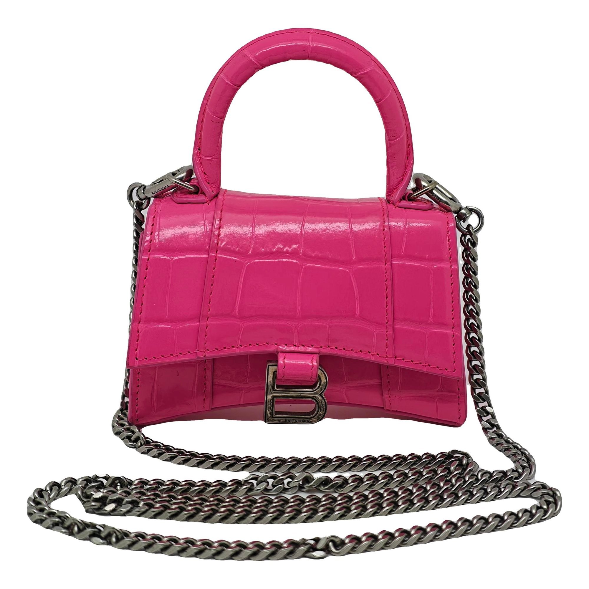 Hourglass leather handbag