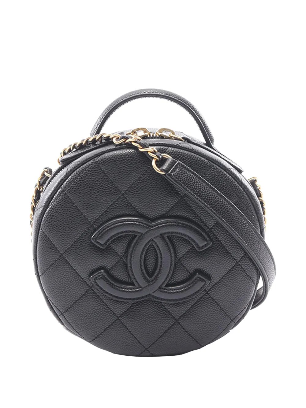 2021-2026 CC Quilted Caviar Round Vanity Case satchel