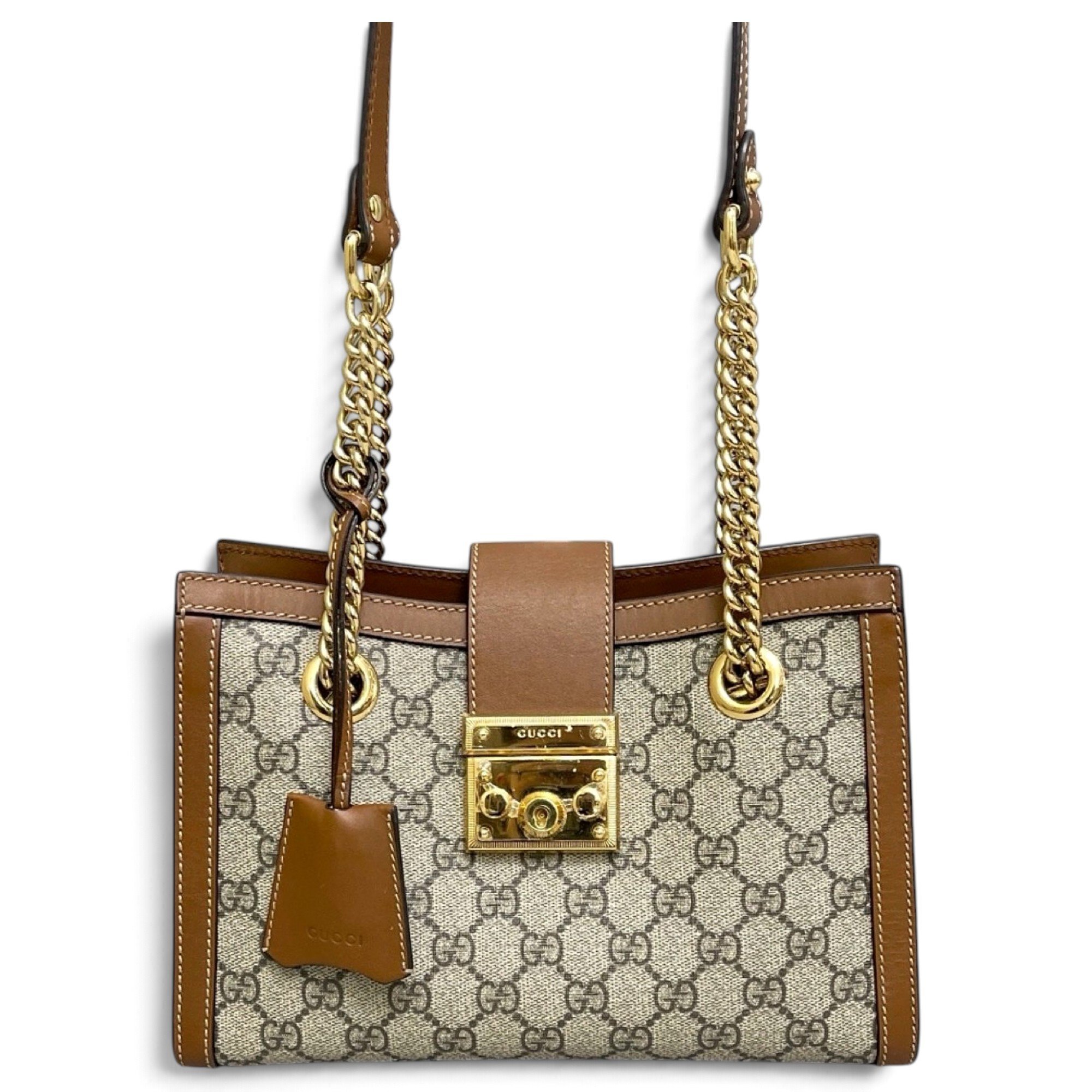 Padlock leather handbag