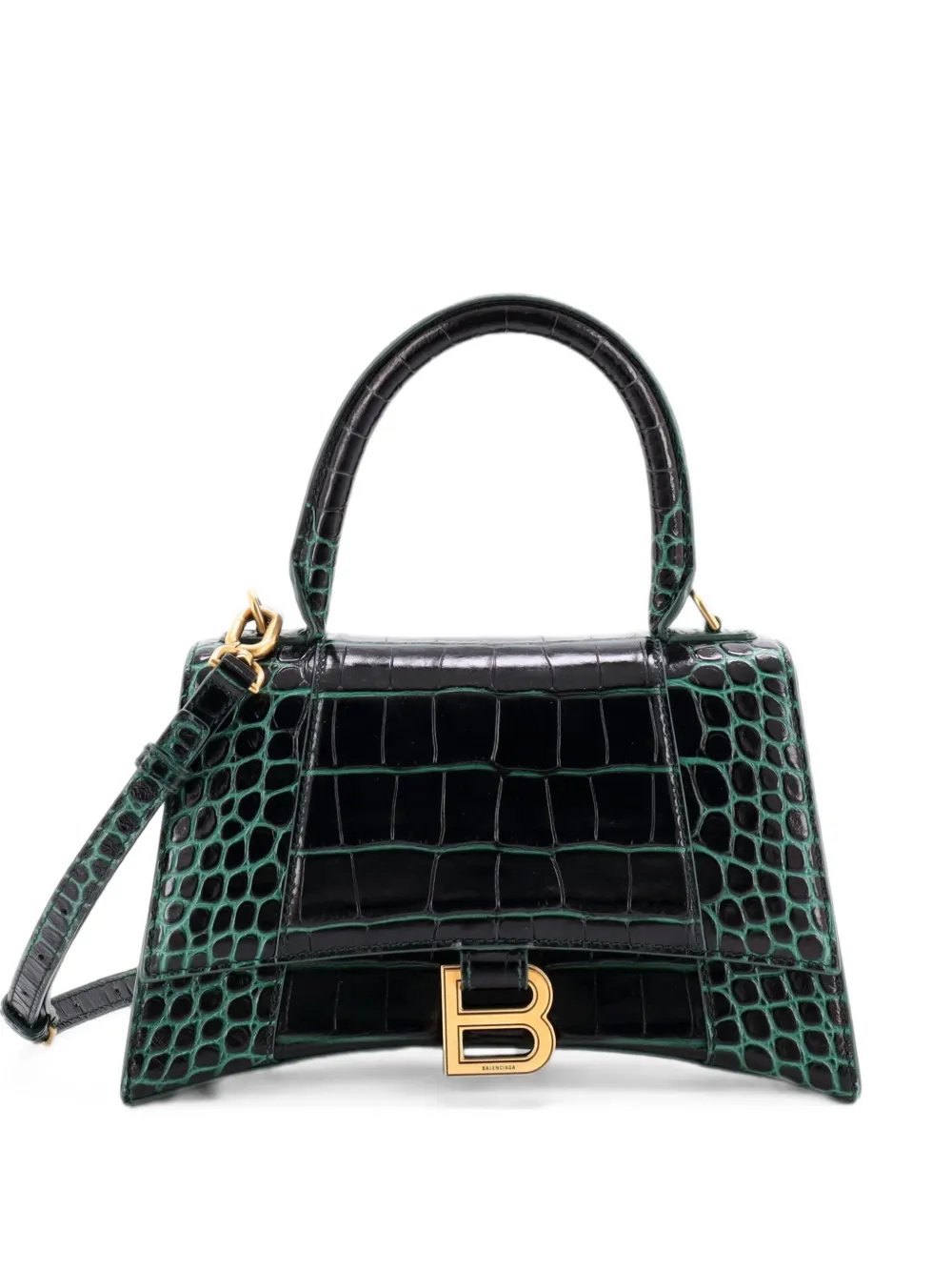 Hourglass Top Handle Bag Crocodile Embossed Leather Small crossbody bag