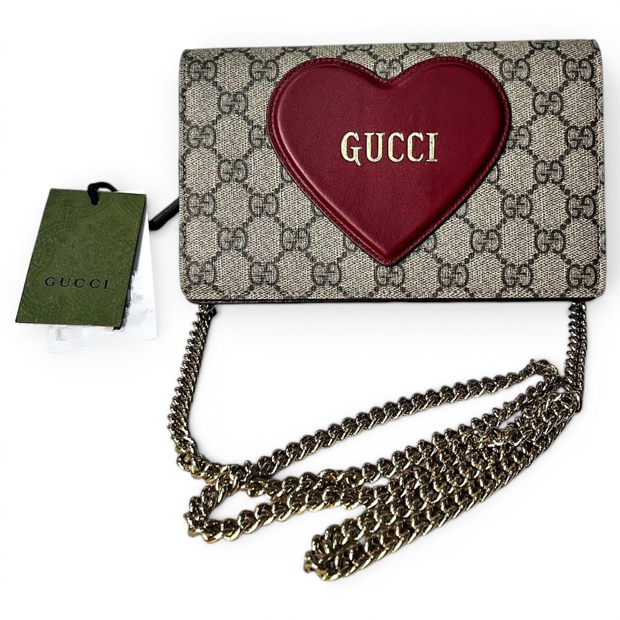 GG Marmont Chain Wallet Strass vinyl handbag