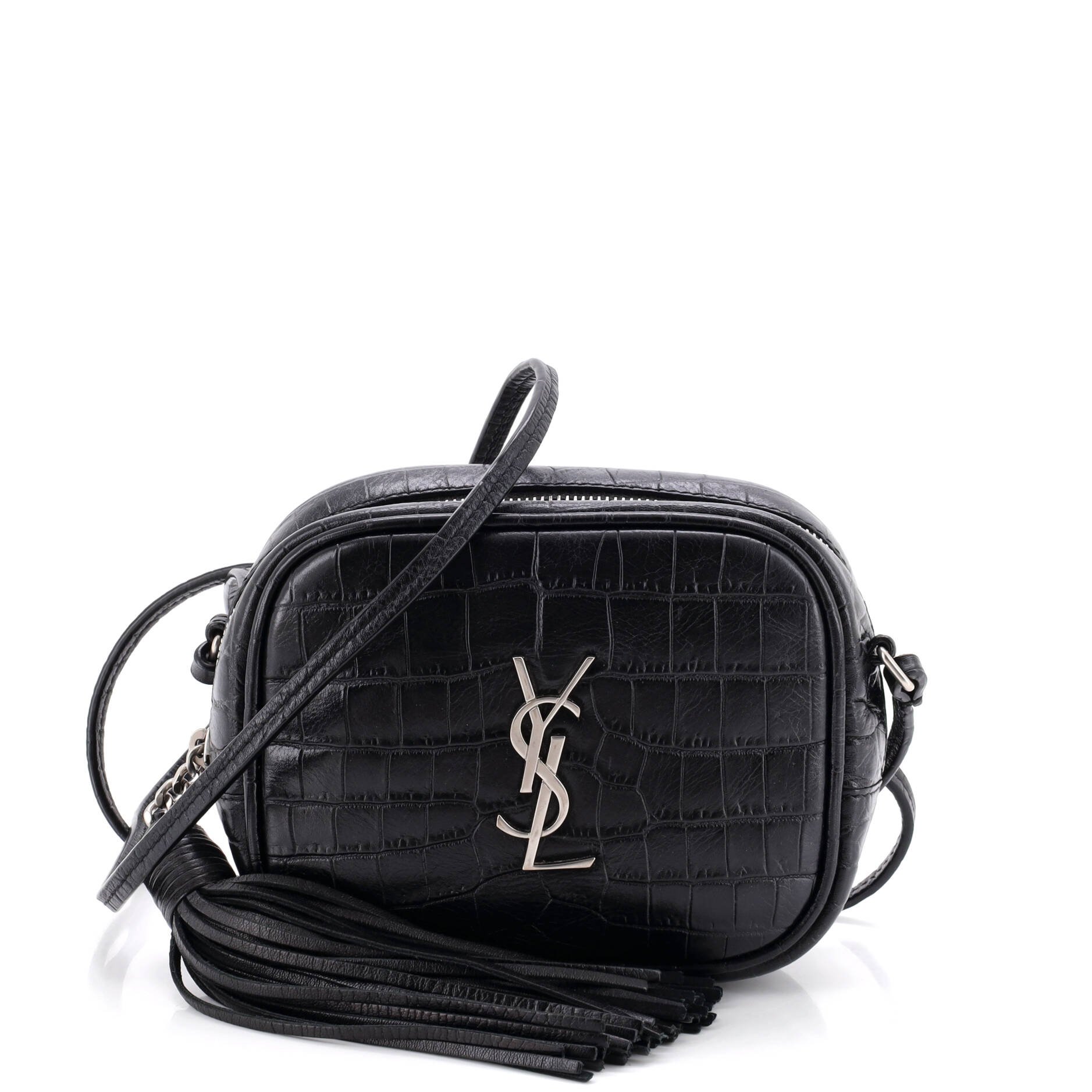 Classic Monogram Blogger Crossbody Bag Crocodile Embossed Leather Small