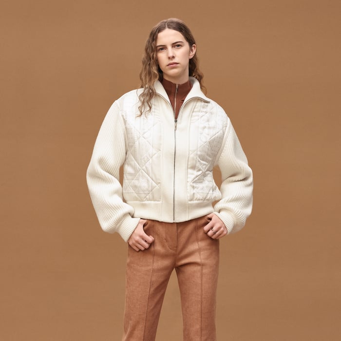 Blanc Tulle "Porte-bonheur Bandana" Zipped Quilted Jacket 