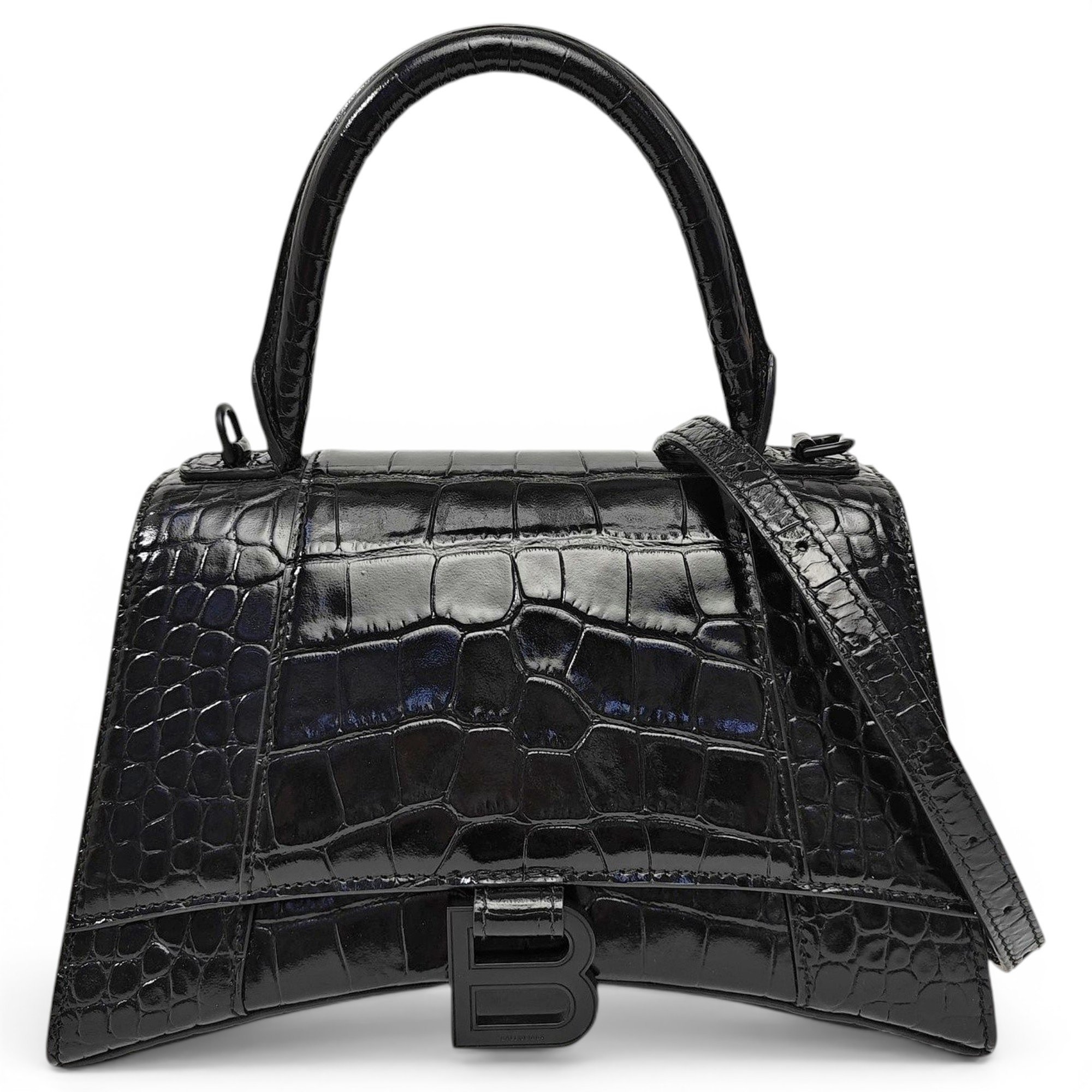 Hourglass leather handbag