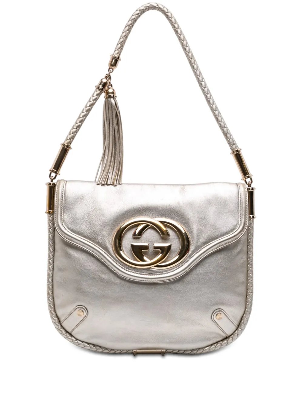 2016-2026 Medium Metallic Calfskin Britt Tassel Flap shoulder bag
