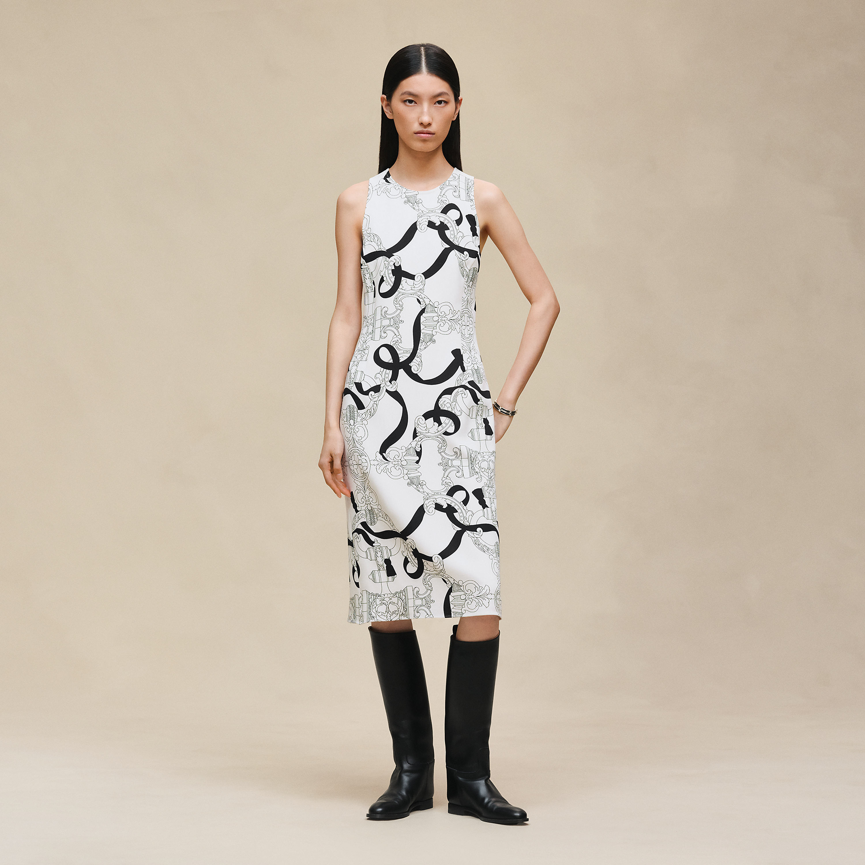 "Ferronnerie Remix" ruffled sleeveless dress