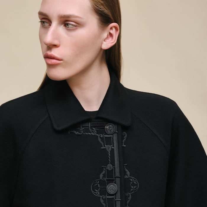 Noir Cashmere Embroidered Jacket