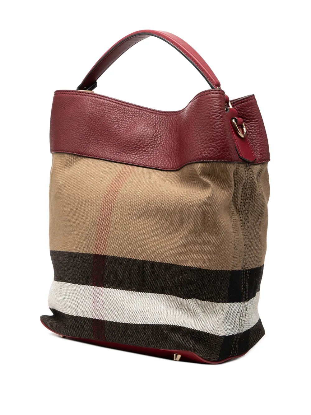 2000-2017 Medium Mega Check Canvas and Grained Calfskin Ashby Tassel Bucket Bag satchel