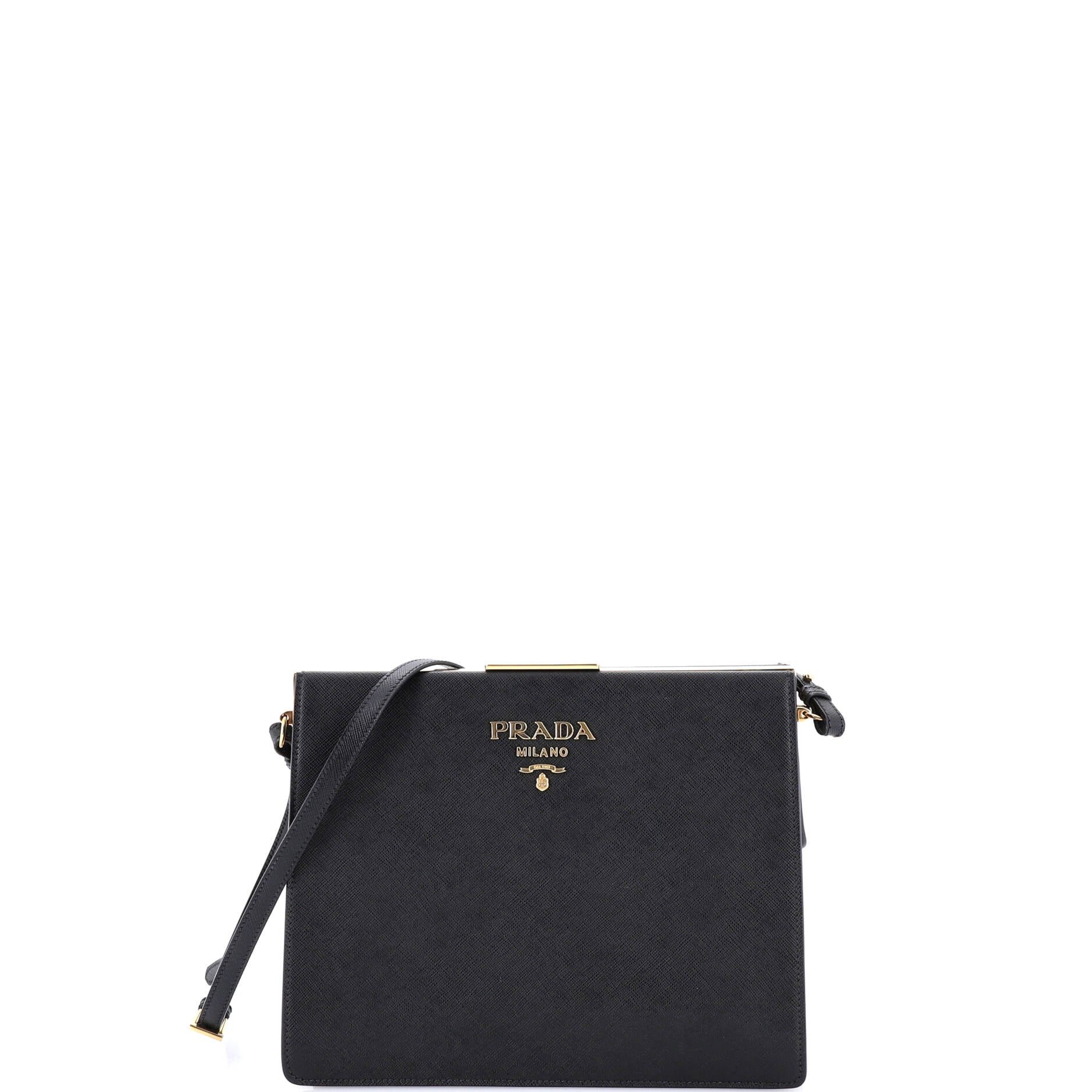 Prada Light Frame Shoulder Bag Saffiano Leather Small