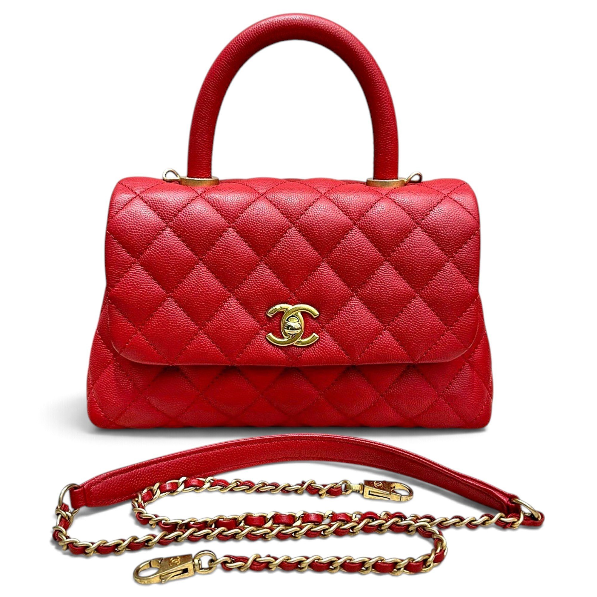 Trendy CC Top Handle leather handbag