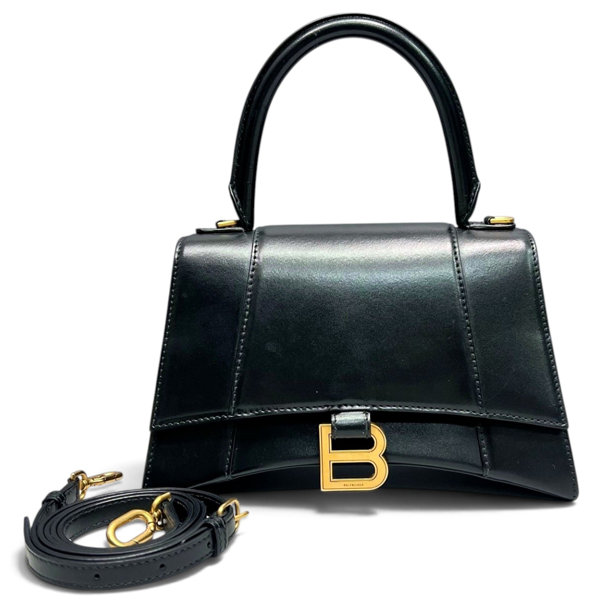 Hourglass leather handbag